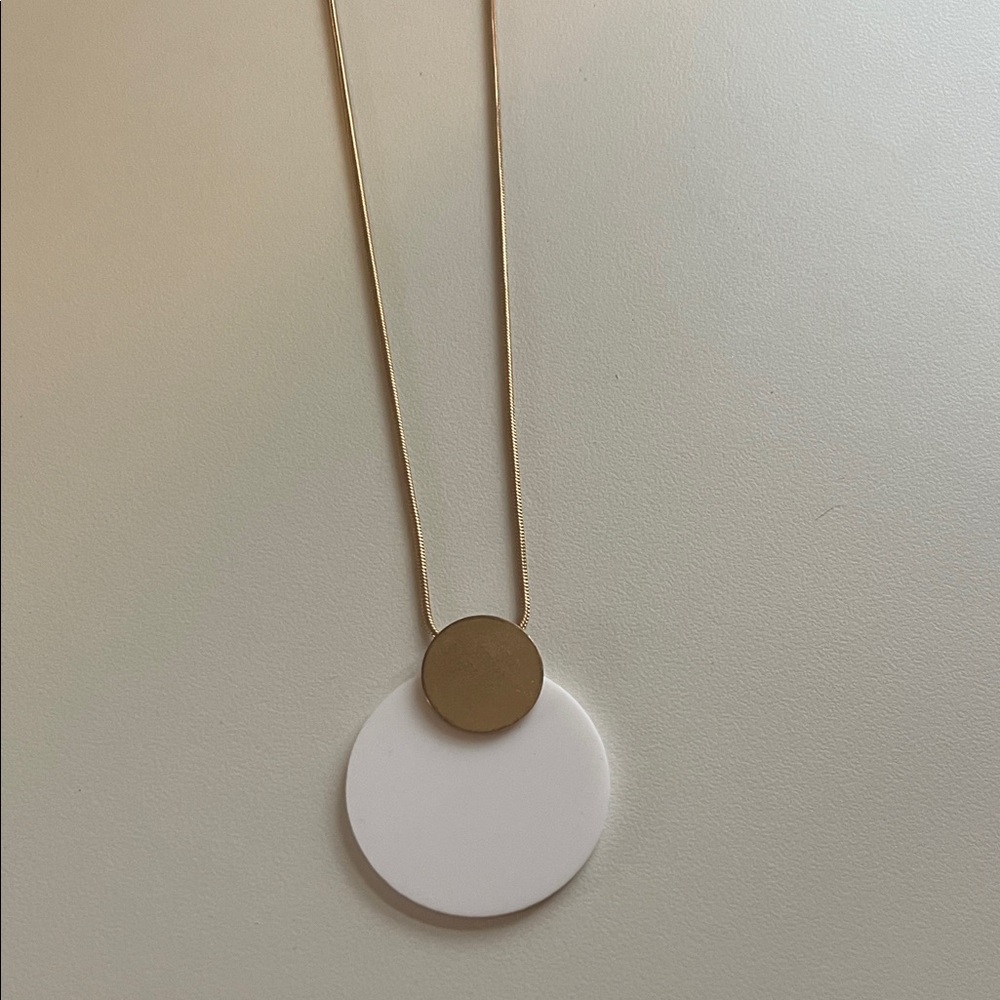 3 for $15 Minimalist Gold and White Disc Pendant Necklace